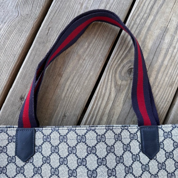 Gucci Vintage Sherry Line Supreme GG Tote Marmont Navy - Picture 14 of 16